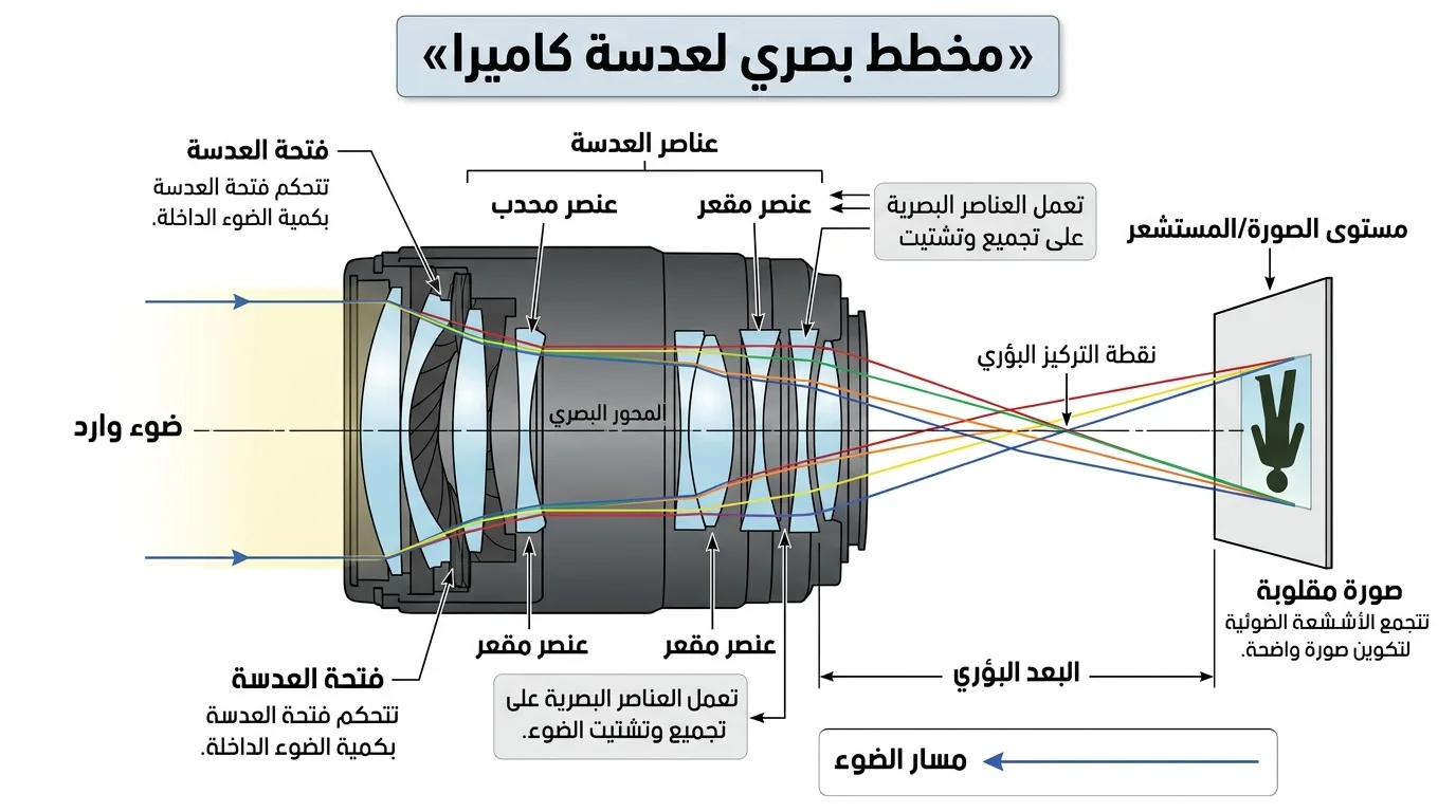مخطط بصري لعدسة كاميرا