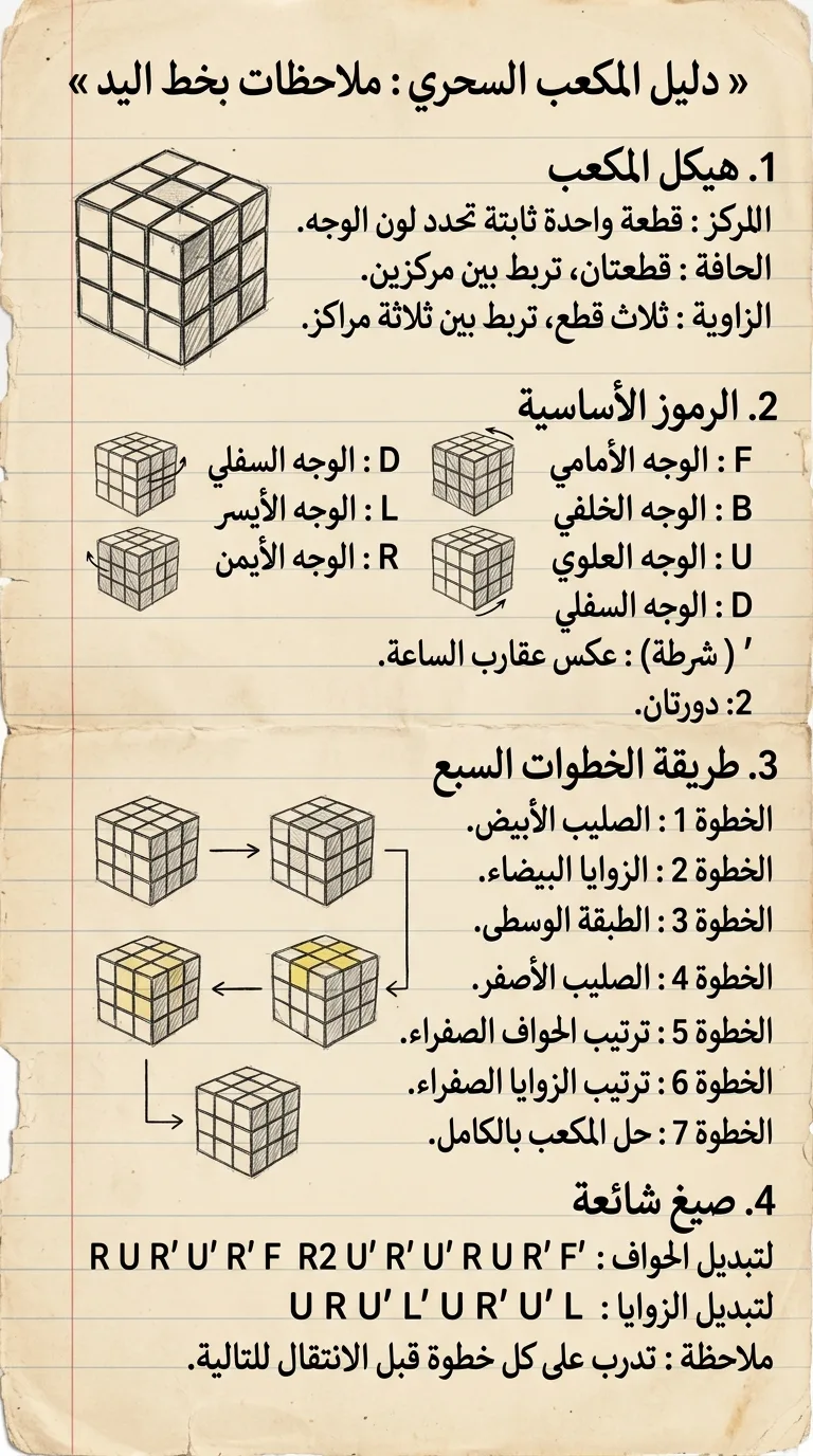 ملاحظات مرسومة يدويًا: دليل المكعب السحري