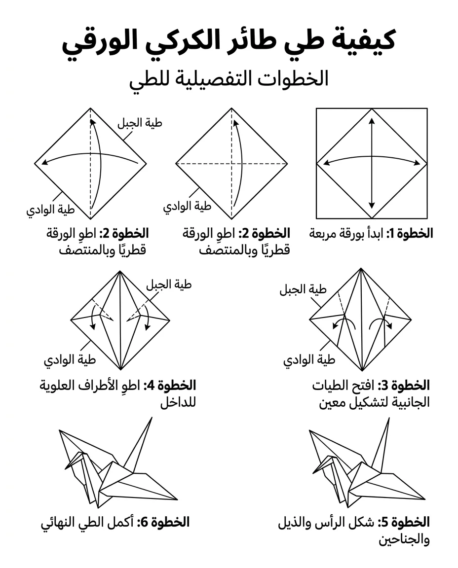 دليل مصور: كيفية طي طائر الكركي الورقي