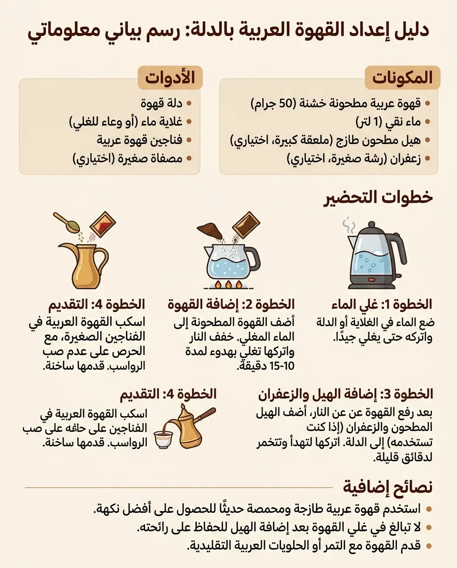 دليل إعداد القهوة العربية بالدلة: رسم بياني معلوماتي