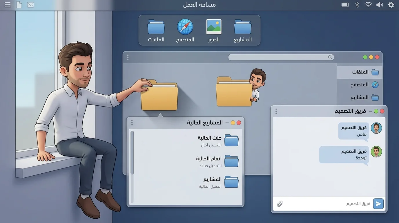 تميمة سطح مكتب ثلاثية الأبعاد تتفاعل مع النوافذ