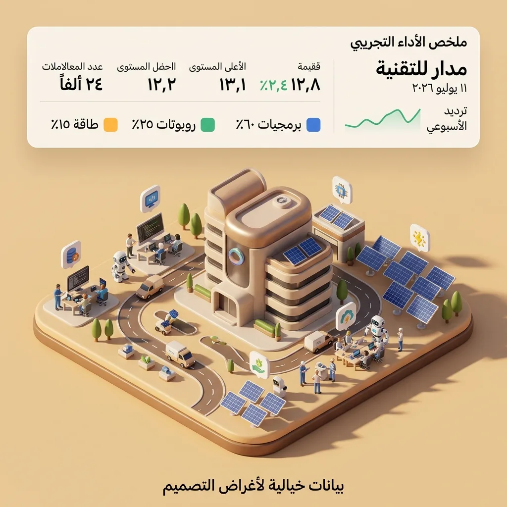 مشهد شركة مدار للتقنية مع بيانات أداء خيالية