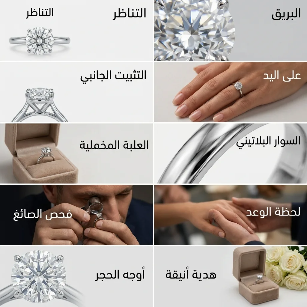 عرض مجوهرات من عشر لوحات لخاتم ألماس