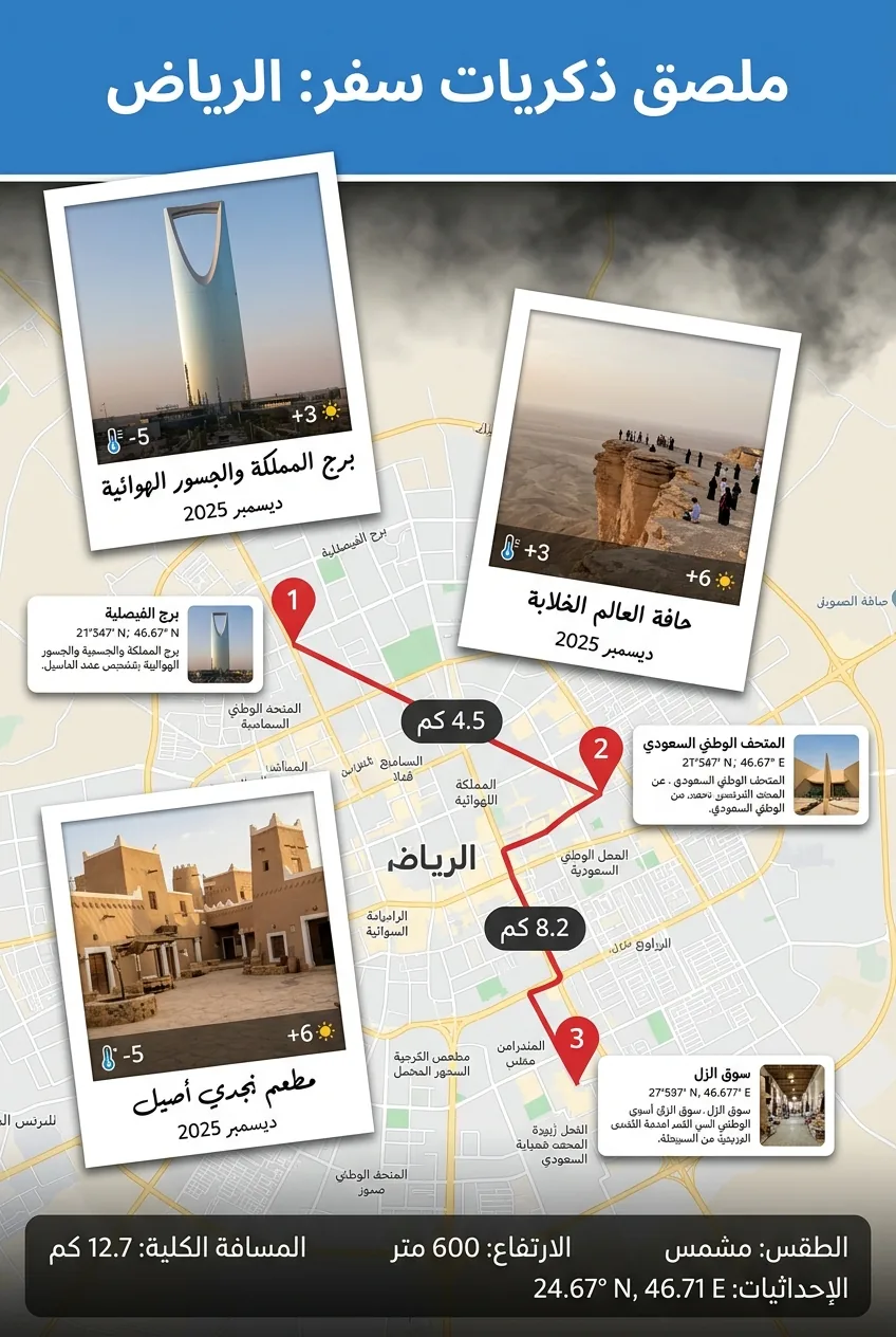ملصق ذكريات سفر رأسي مع خريطة، صور بولارويد وتخطيط مسار