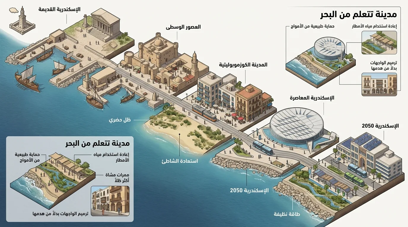 تطور الإسكندرية من الميناء القديم إلى مدينة ساحلية مرنة