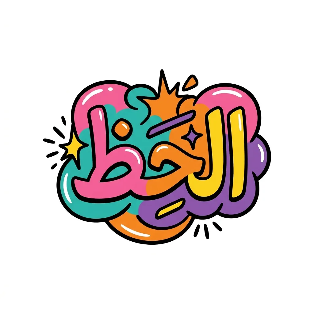 توضيح شعار كرتوني ملون بخطوط سوداء عريضة