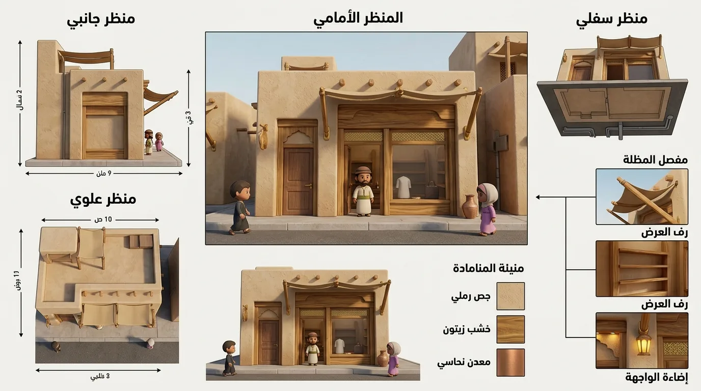 ورقة تصميم متجر أزياء كرتوني للعبة ثلاثية الأبعاد