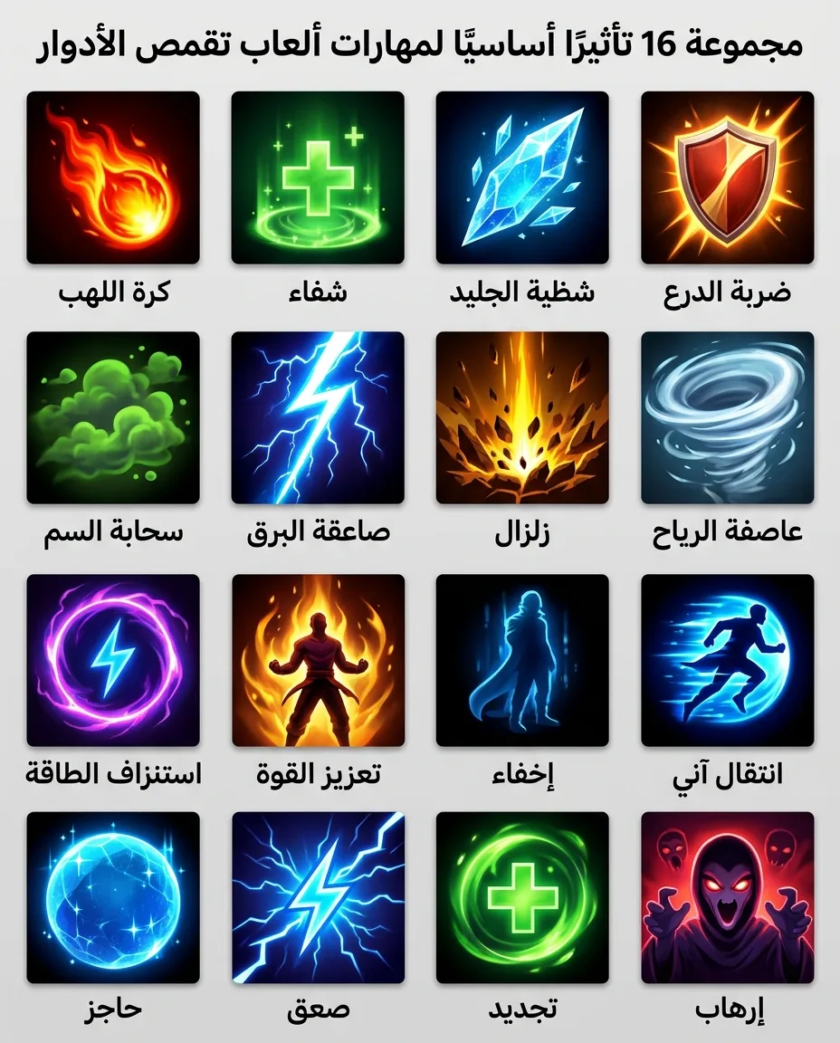 مجموعة 16 تأثيرًا أساسيًا لمهارات ألعاب تقمص الأدوار مع صور معاينة