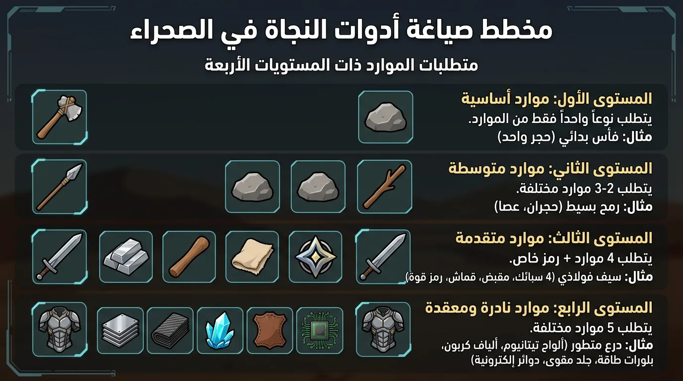 مخطط صياغة أدوات النجاة في الصحراء للعبة خيالية
