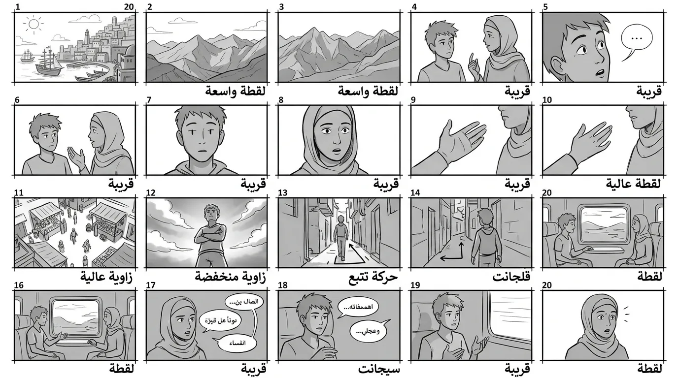 قالب ستوري بورد سينمائي من عشرين لوحة