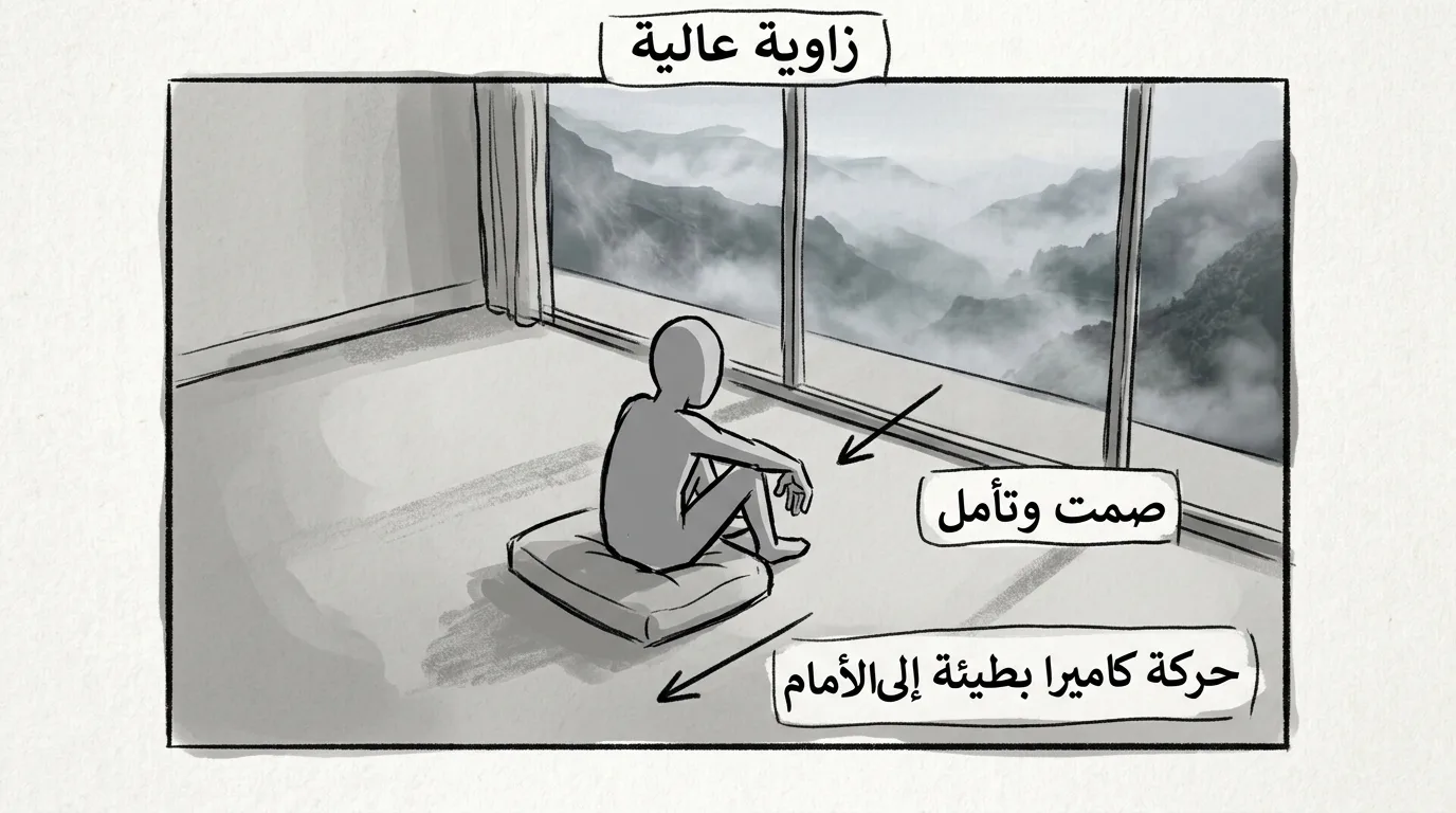 لوحة ستوري بورد علوية لمشهد تأمل