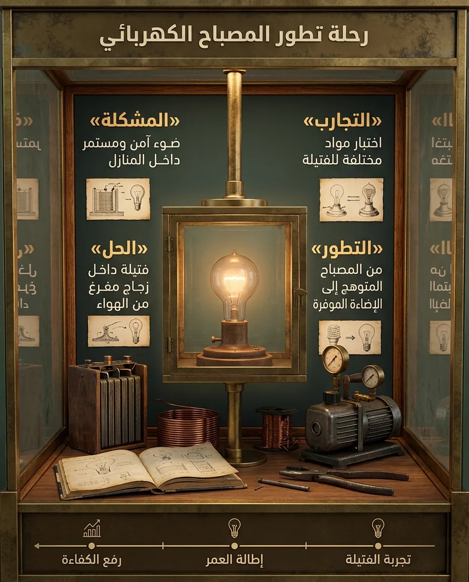 صندوق متحفي يشرح تطور المصباح الكهربائي