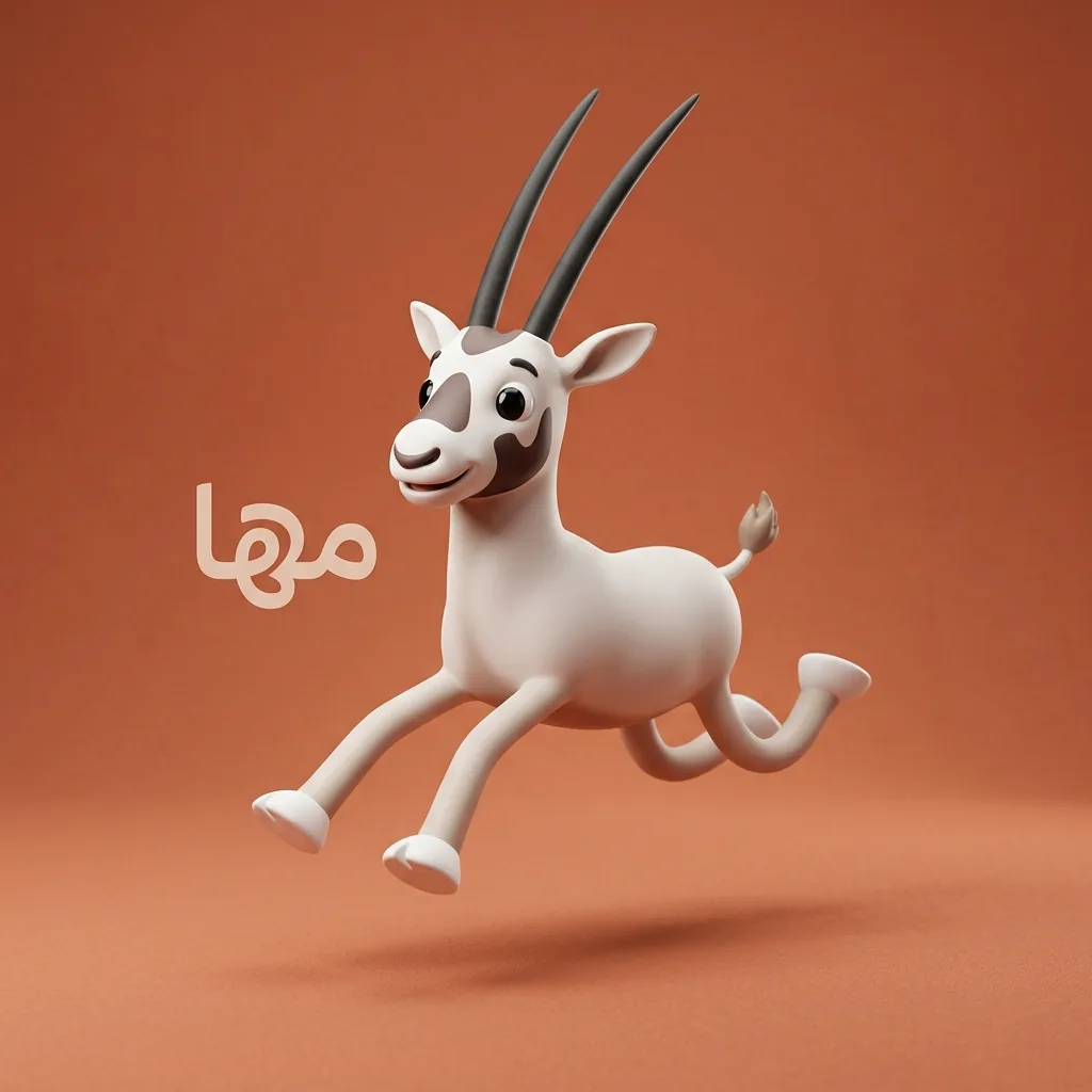 تصميم مرح لشخصية المها العربي بتقنية 3D المطاطية (الأطراف المطاطية)