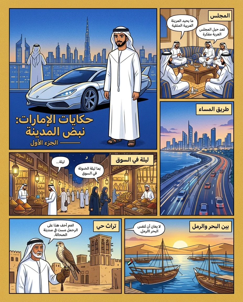 حكايات إماراتية جانبية في ملصق كوميكس حضري