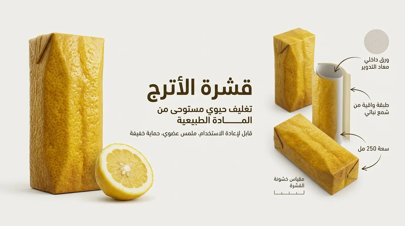 ملصق تغليف عصير الأترج بقشرة طبيعية