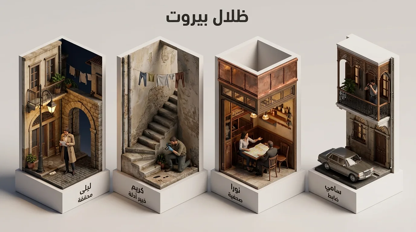 ديوراما محققين في مسلسل نوار بيروتي خيالي