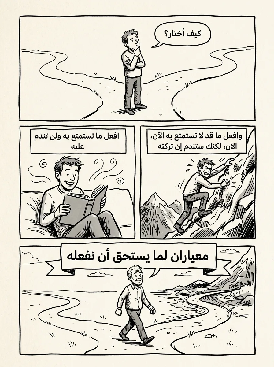 كوميكس حبري بسيط عن اتخاذ القرار