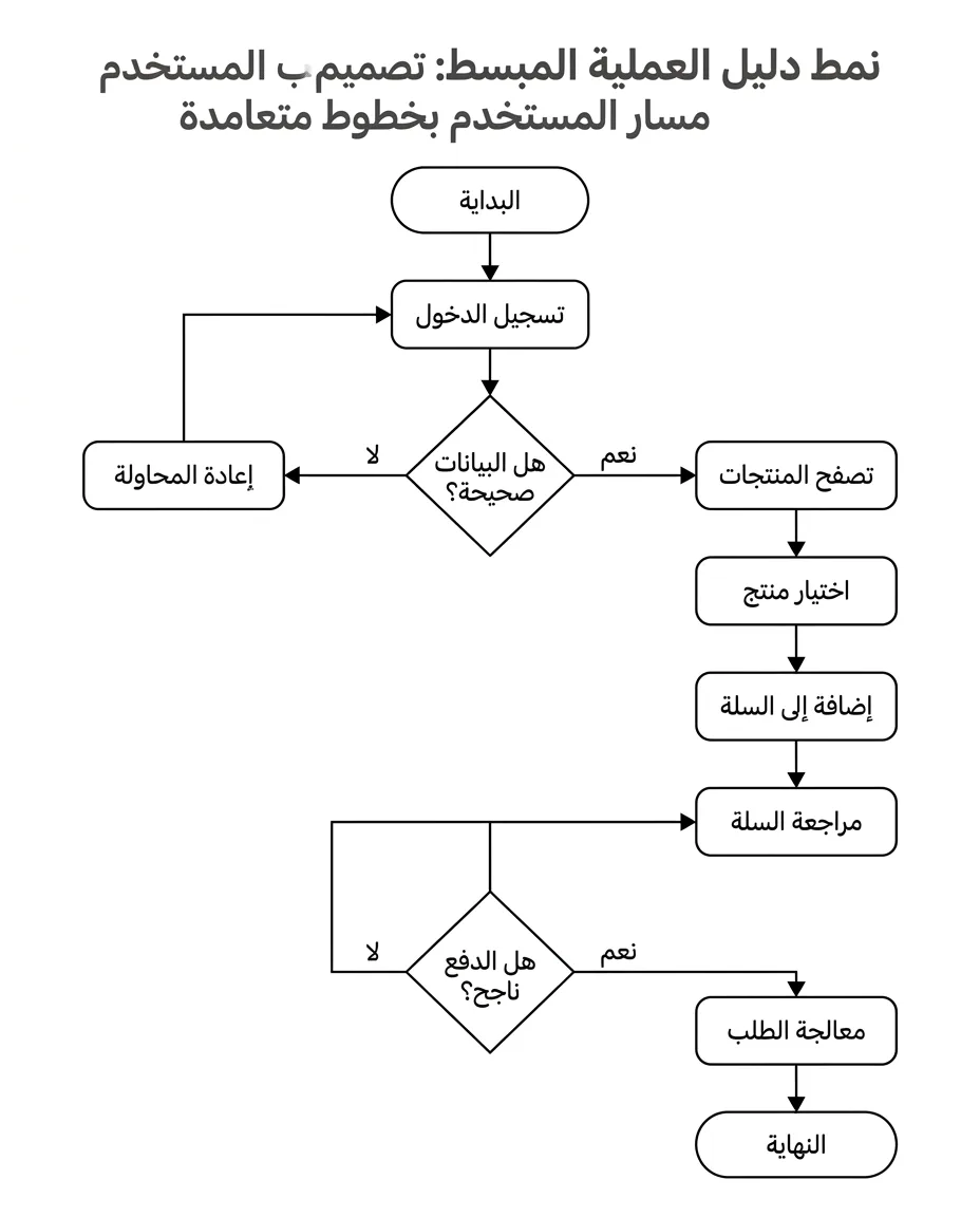 نمط دليل العملية المبسط: تصميم مسار المستخدم بخطوط متعامدة