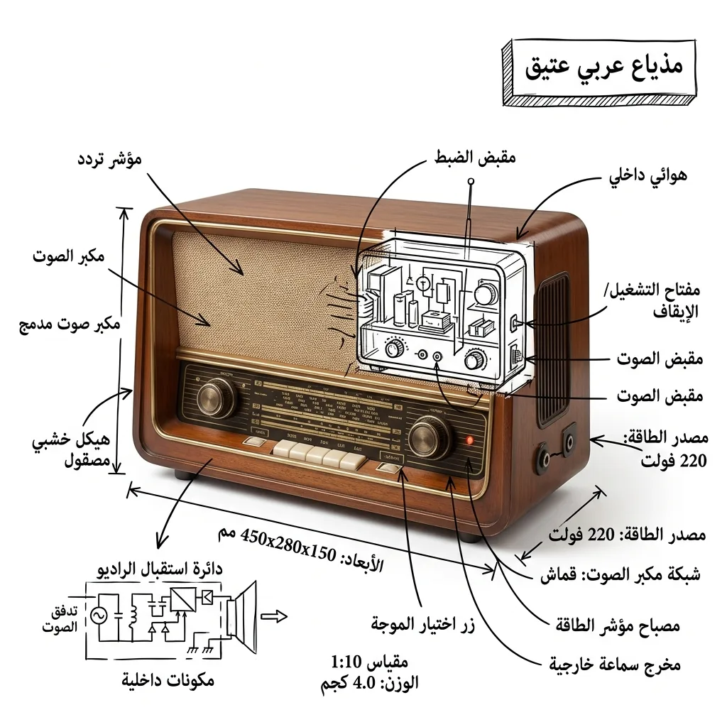 تحليل فني معمّق لمذياع عربي عتيق خيالي