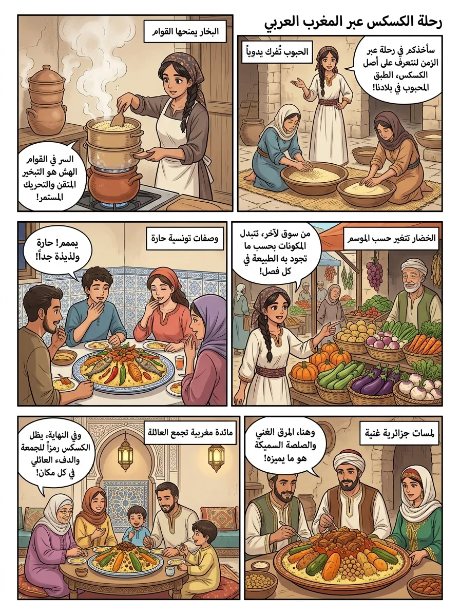 مانجا تعليمية عن رحلة الكسكس في المغرب العربي
