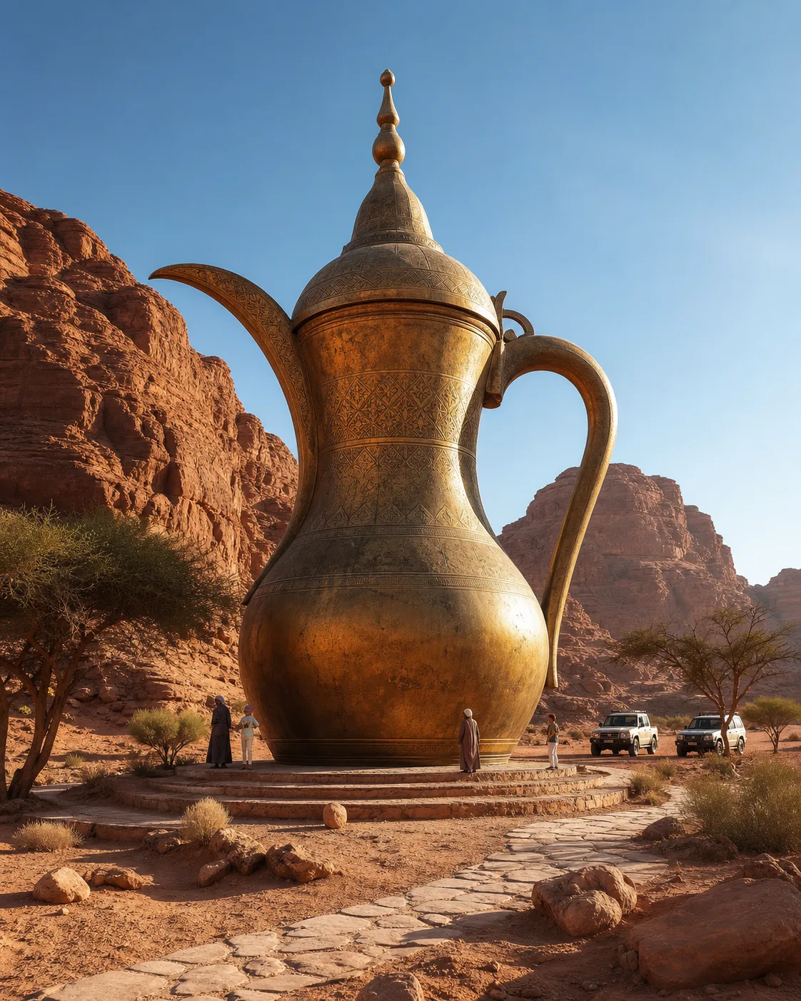نصب دلة قهوة عربية عملاقة في وادي رم