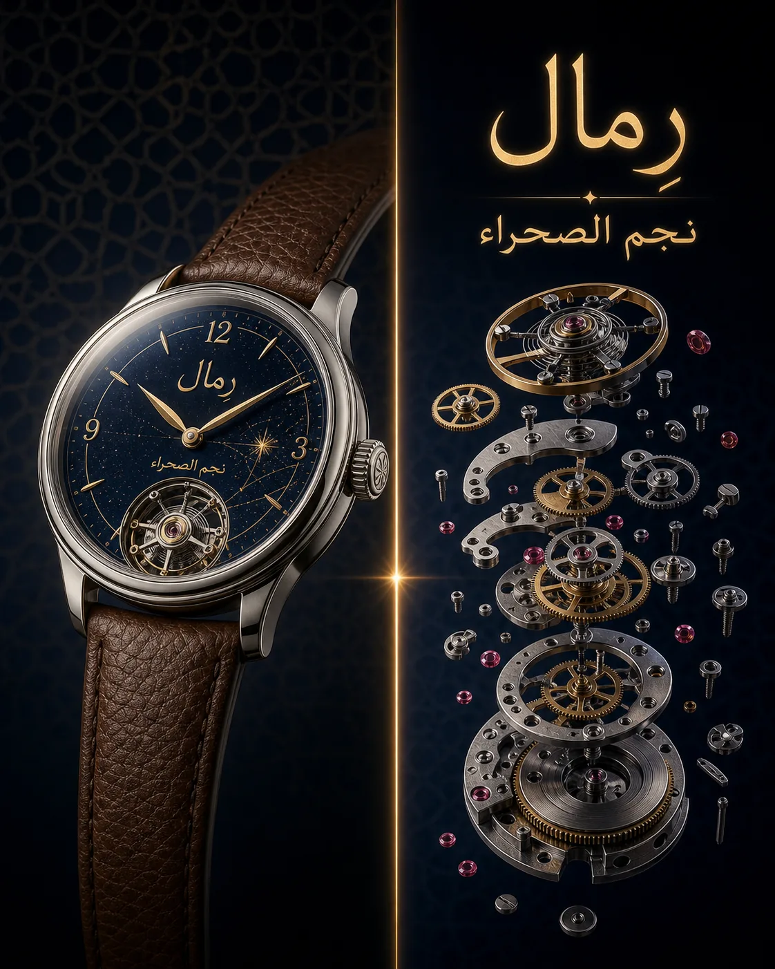 ملصق فاخر لساعة رِمال مع تفكيك آلي