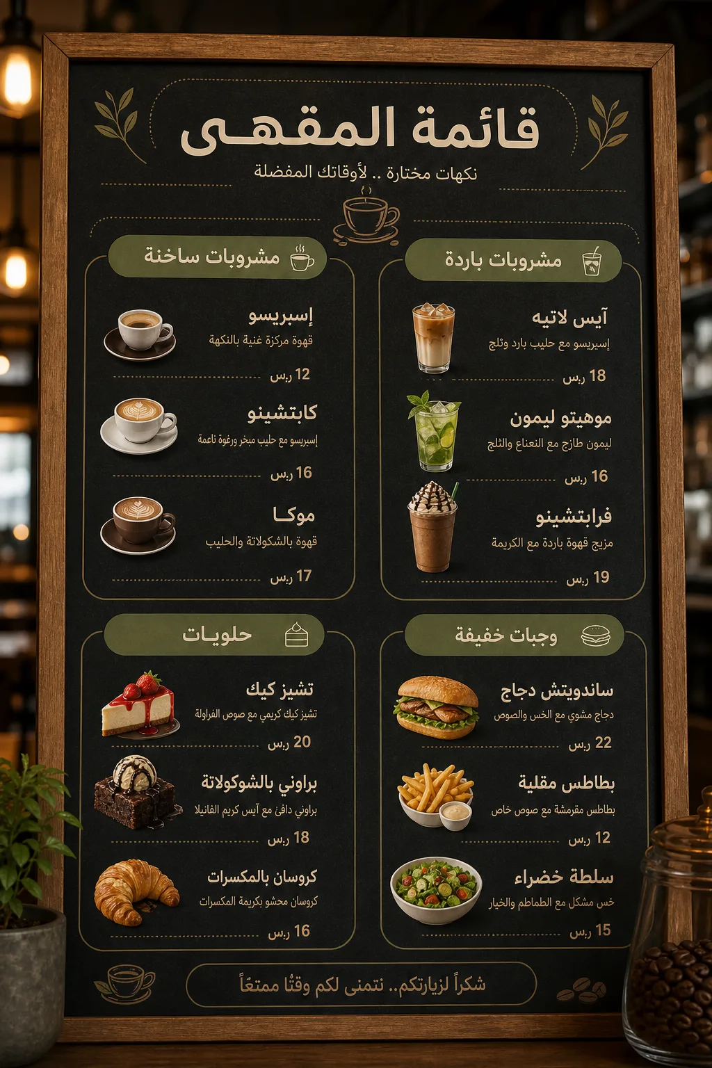 لوحة قائمة طعام عربية