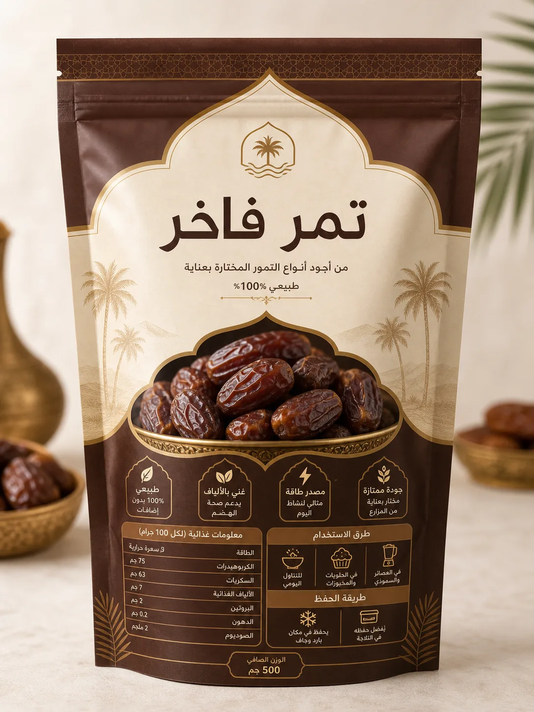 ملصق منتج بكتابة عربية