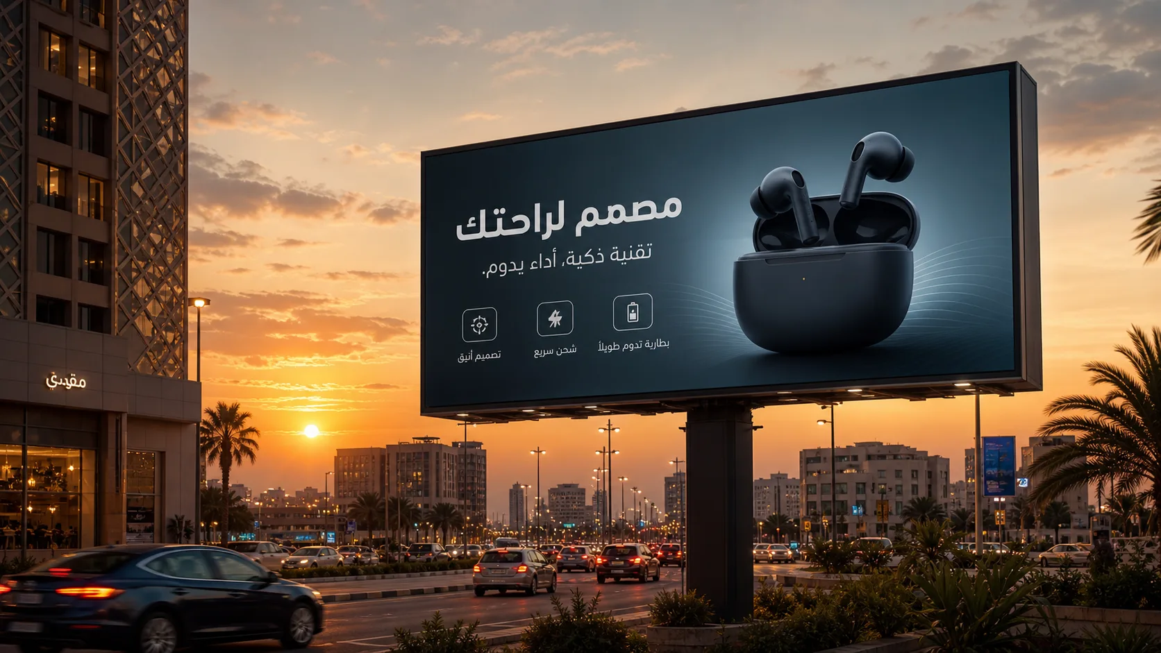 وضع إعلان على لوحة إعلانية في الشارع