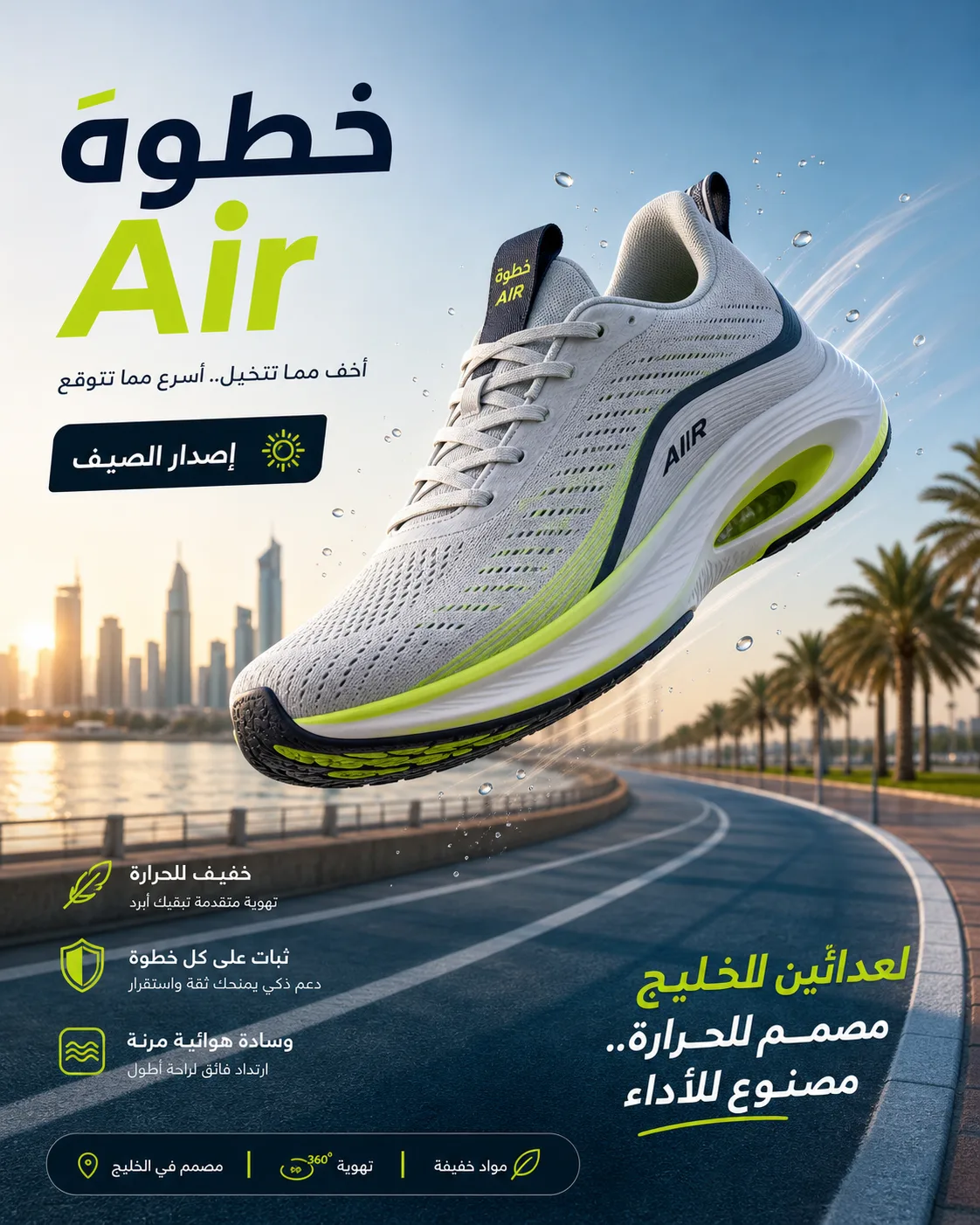 ملصق إطلاق حذاء جري للمدن الحارة