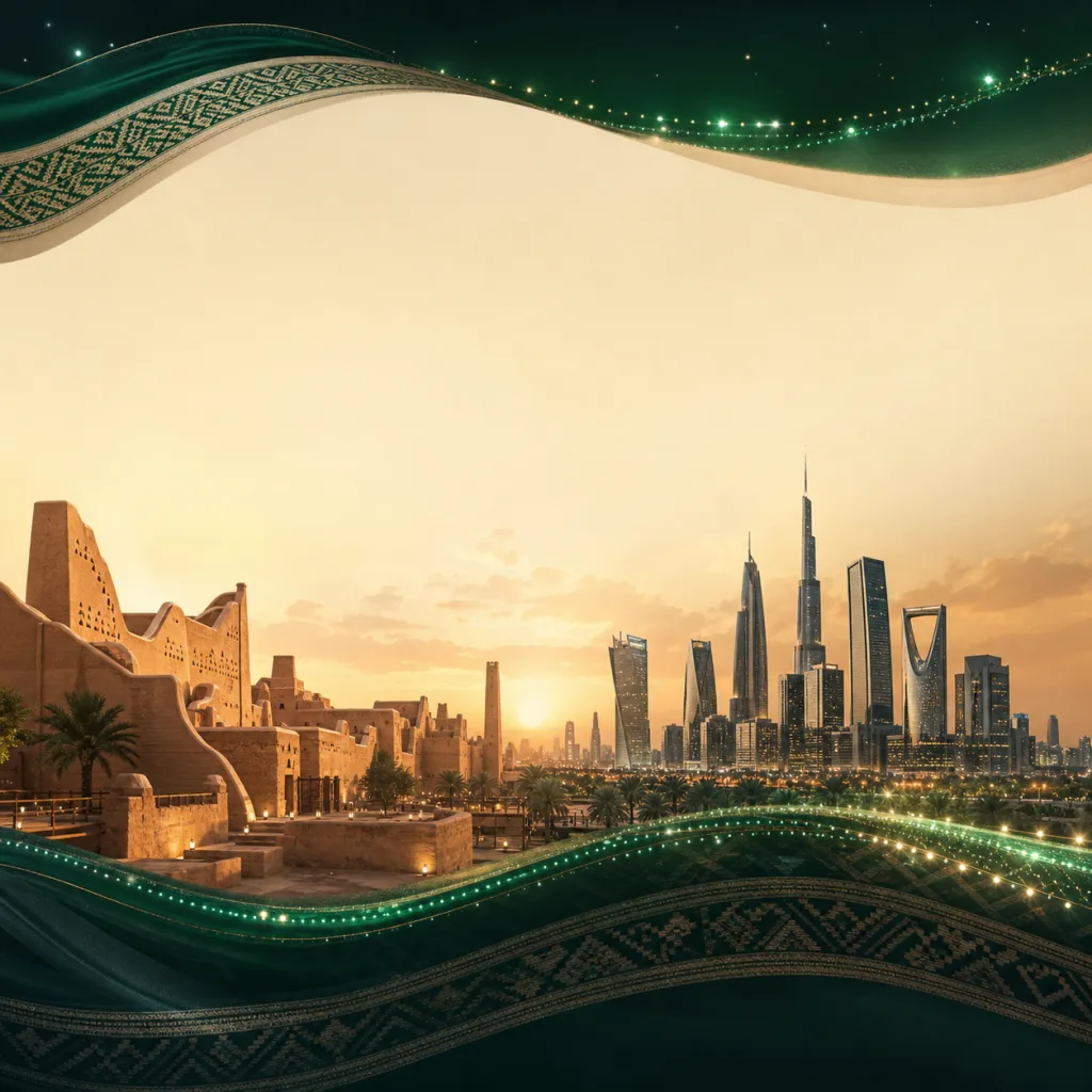 برومبت صور اليوم الوطني السعودي 2026 يجمع التراث والمدينة الحديثة