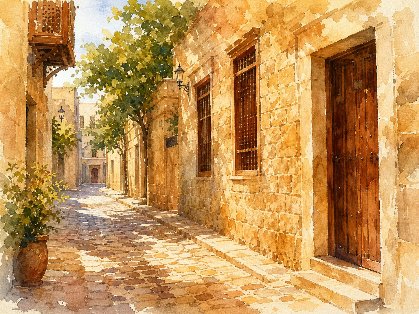تحويل صورة المدينة القديمة إلى لوحة مائية