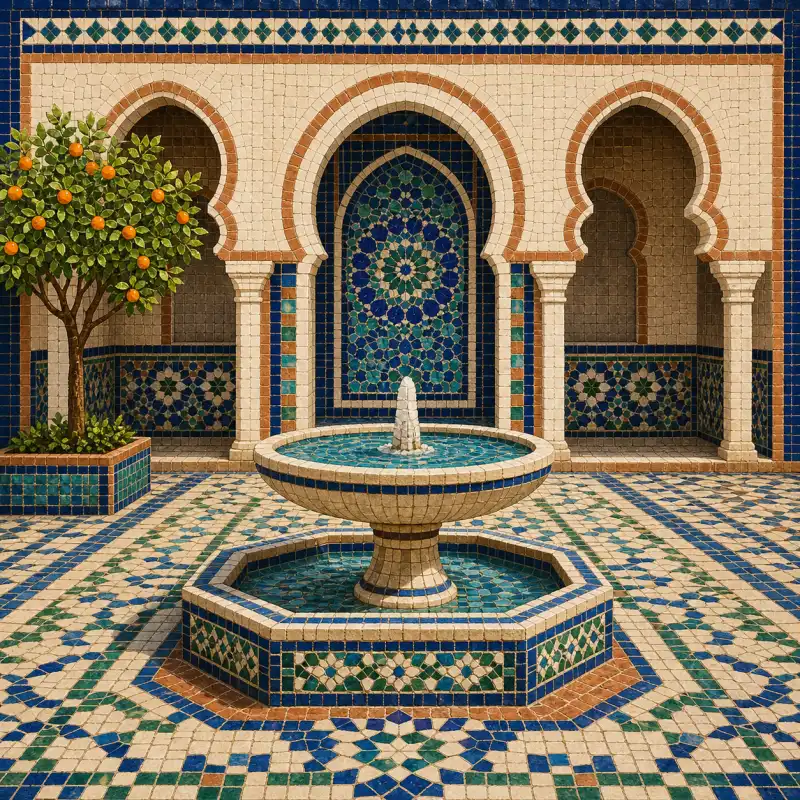 فناء عربي بأسلوب الزليج