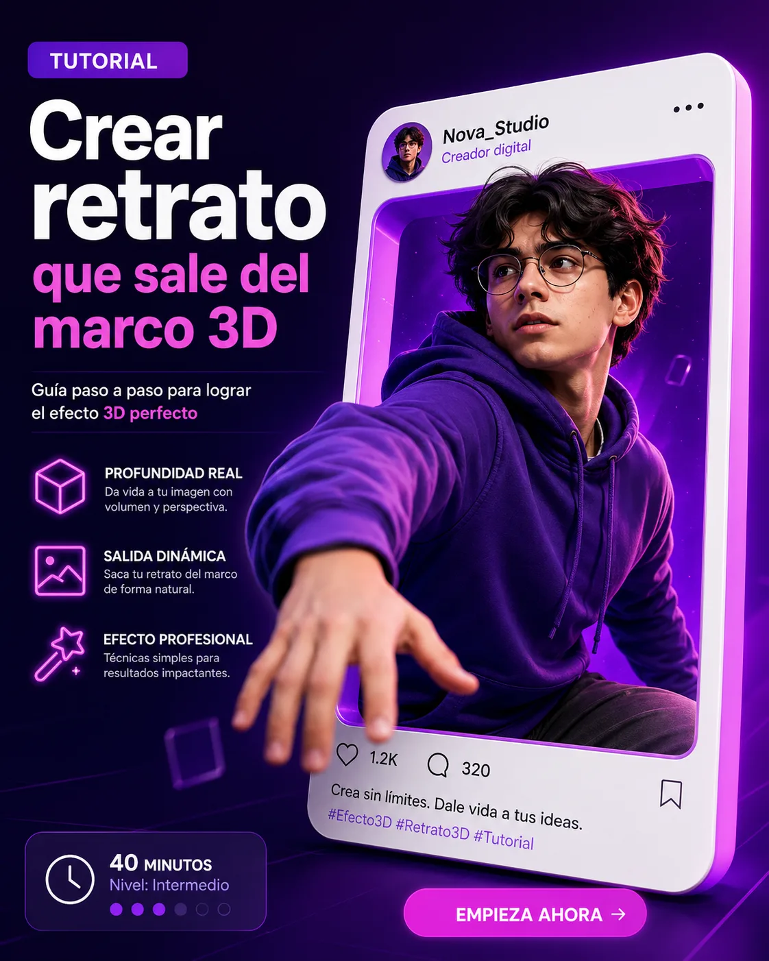 Portada tutorial retrato sale del marco 3D