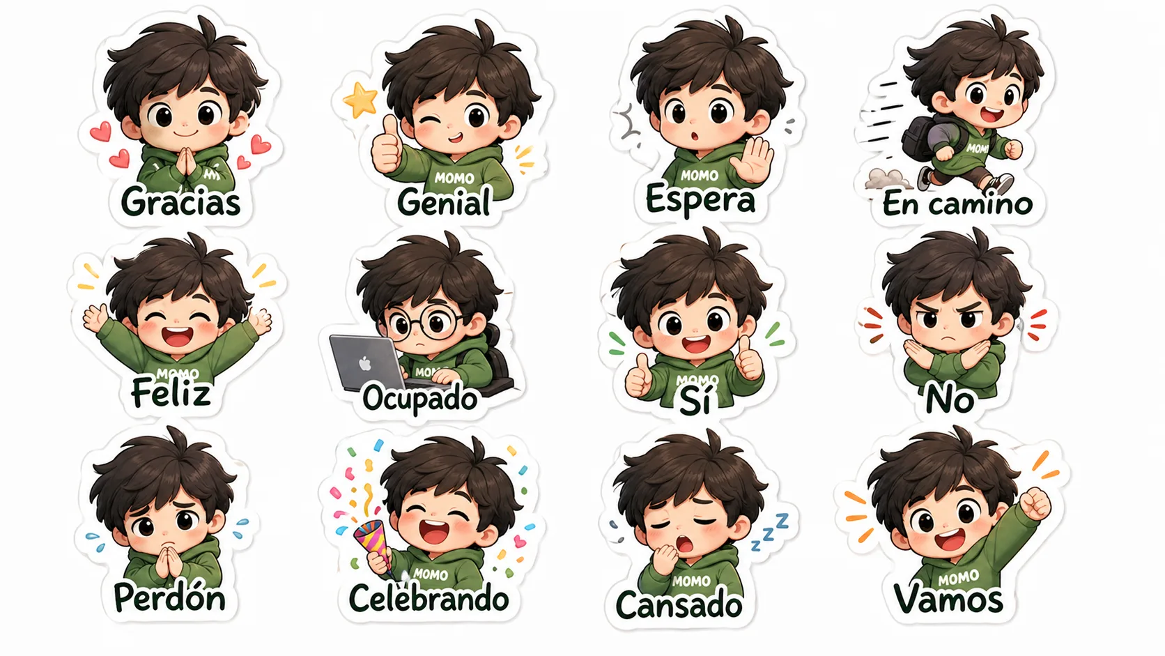 Stickers de chat Momo cotidiano
