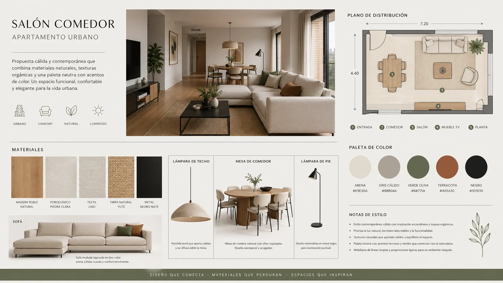 Moodboard salón comedor