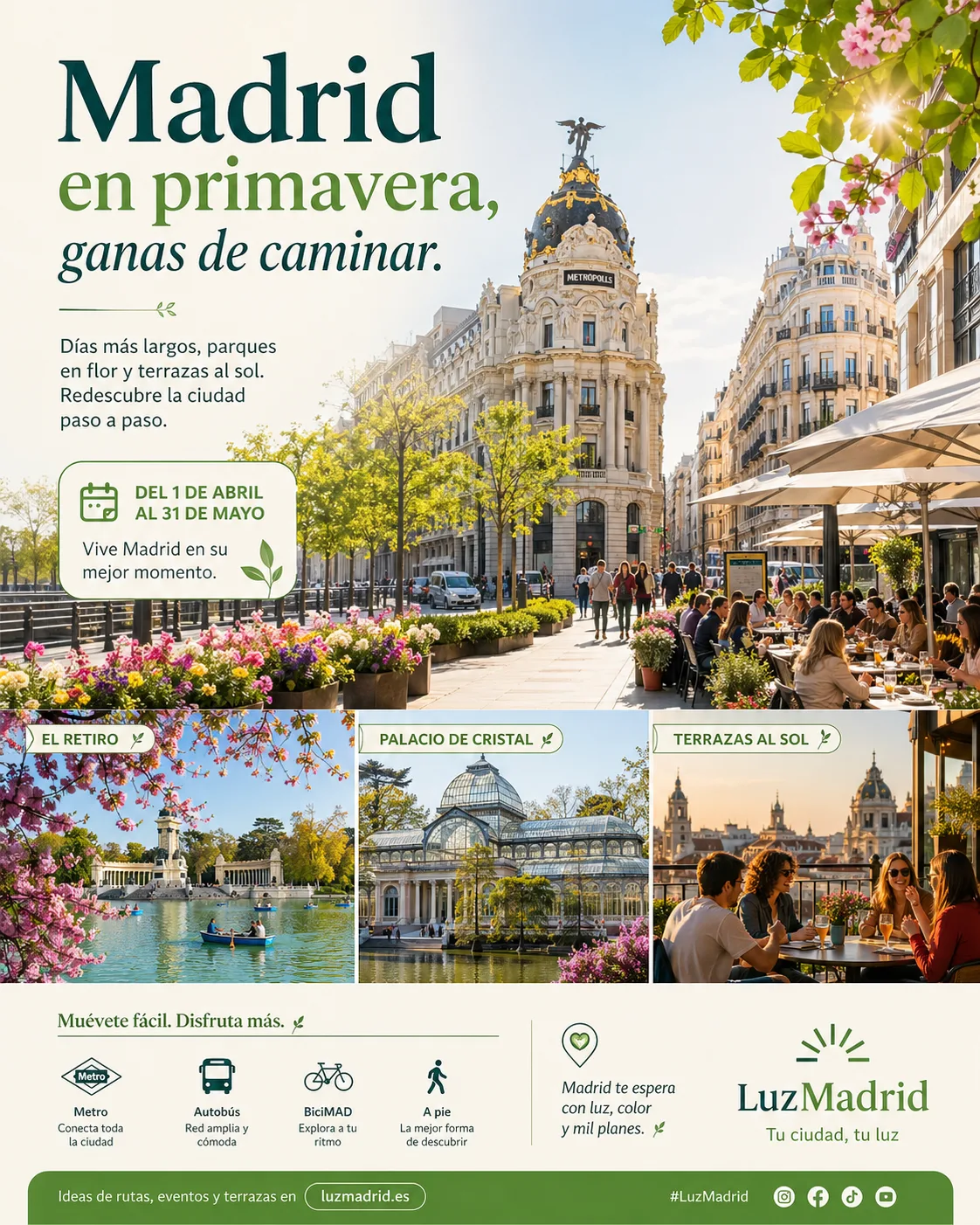 Póster turístico Madrid en primavera