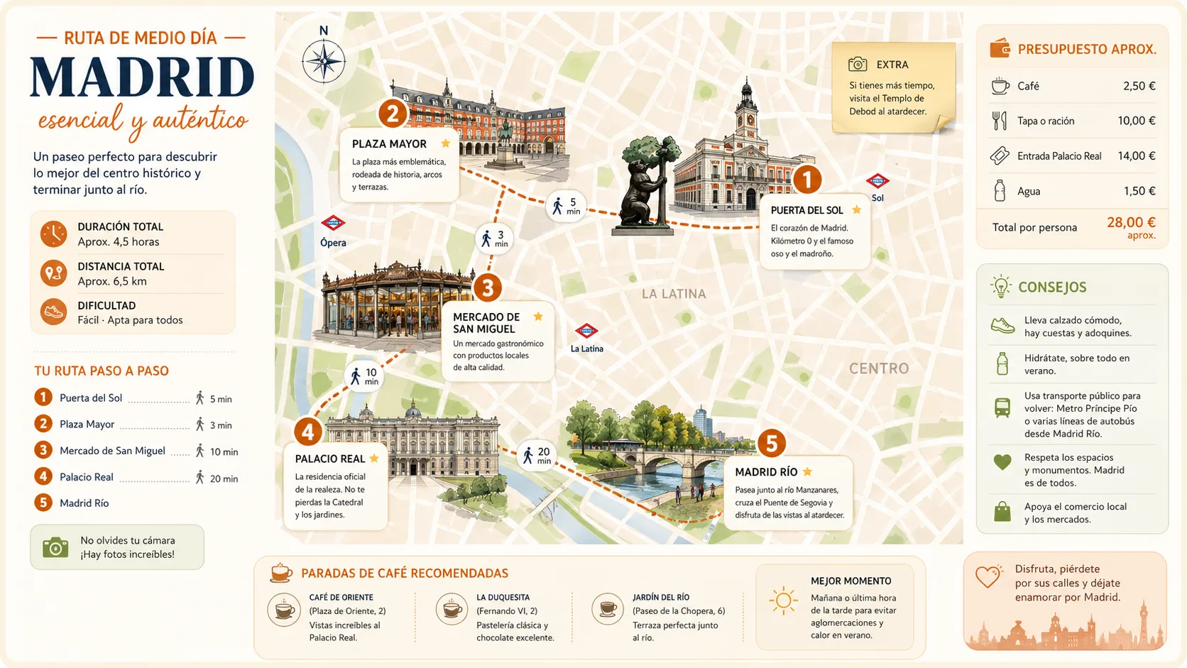 Mapa de medio día por Madrid