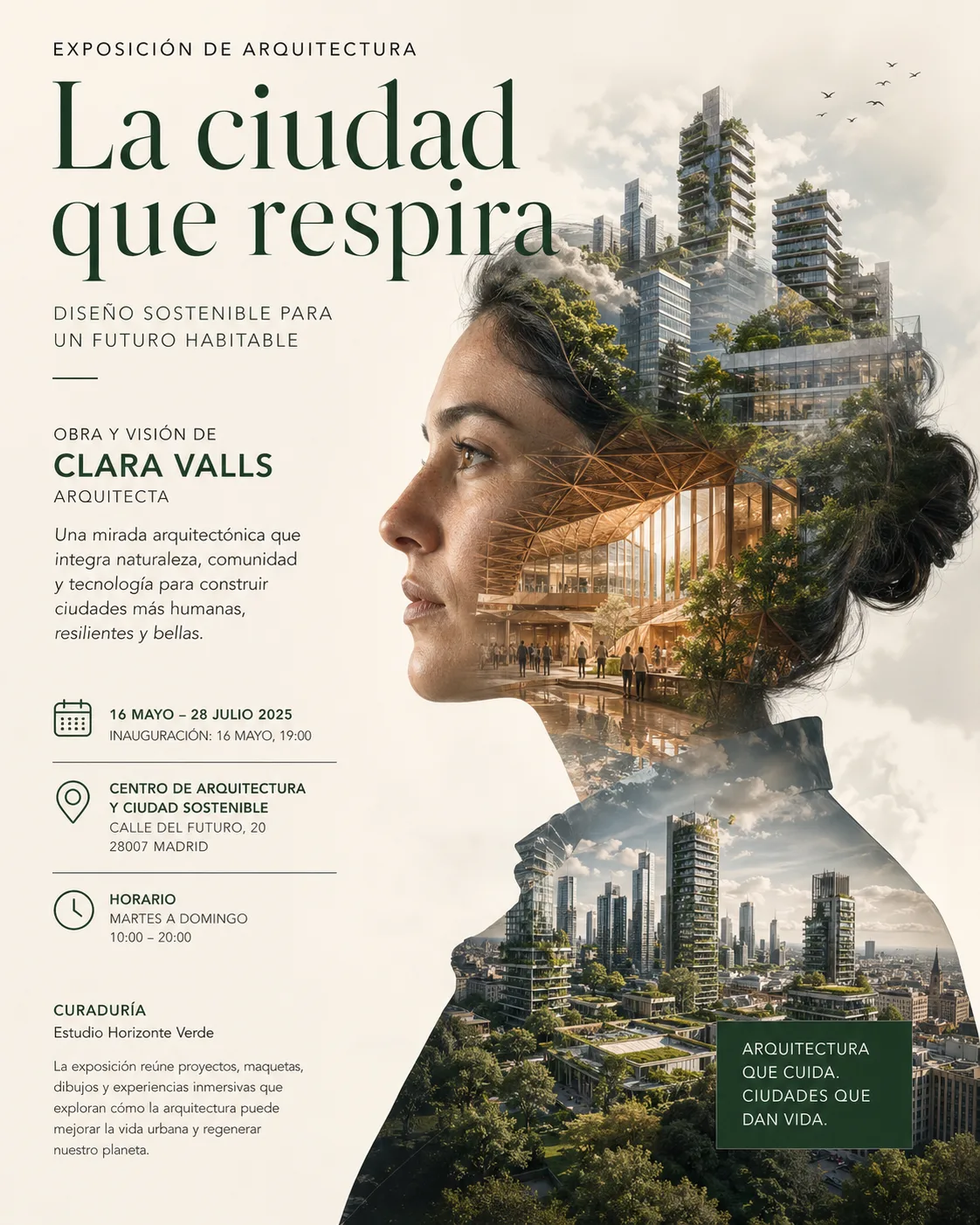 Póster doble exposición arquitecta moderna