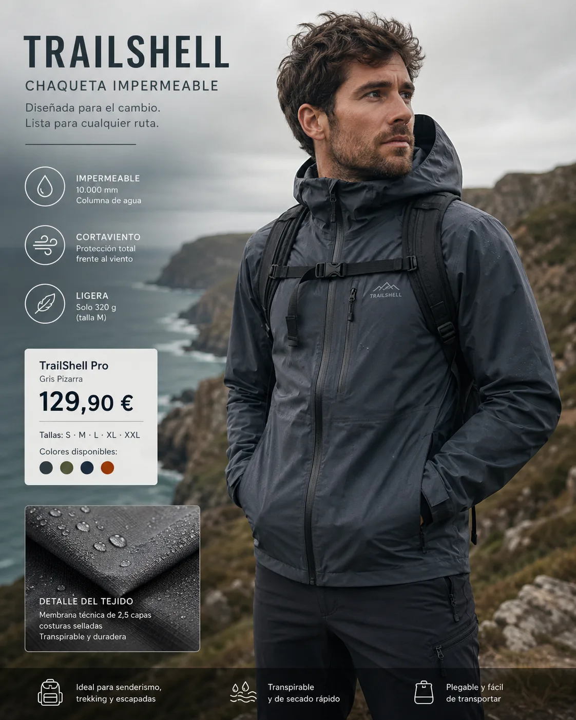 Póster producto chaqueta outdoor