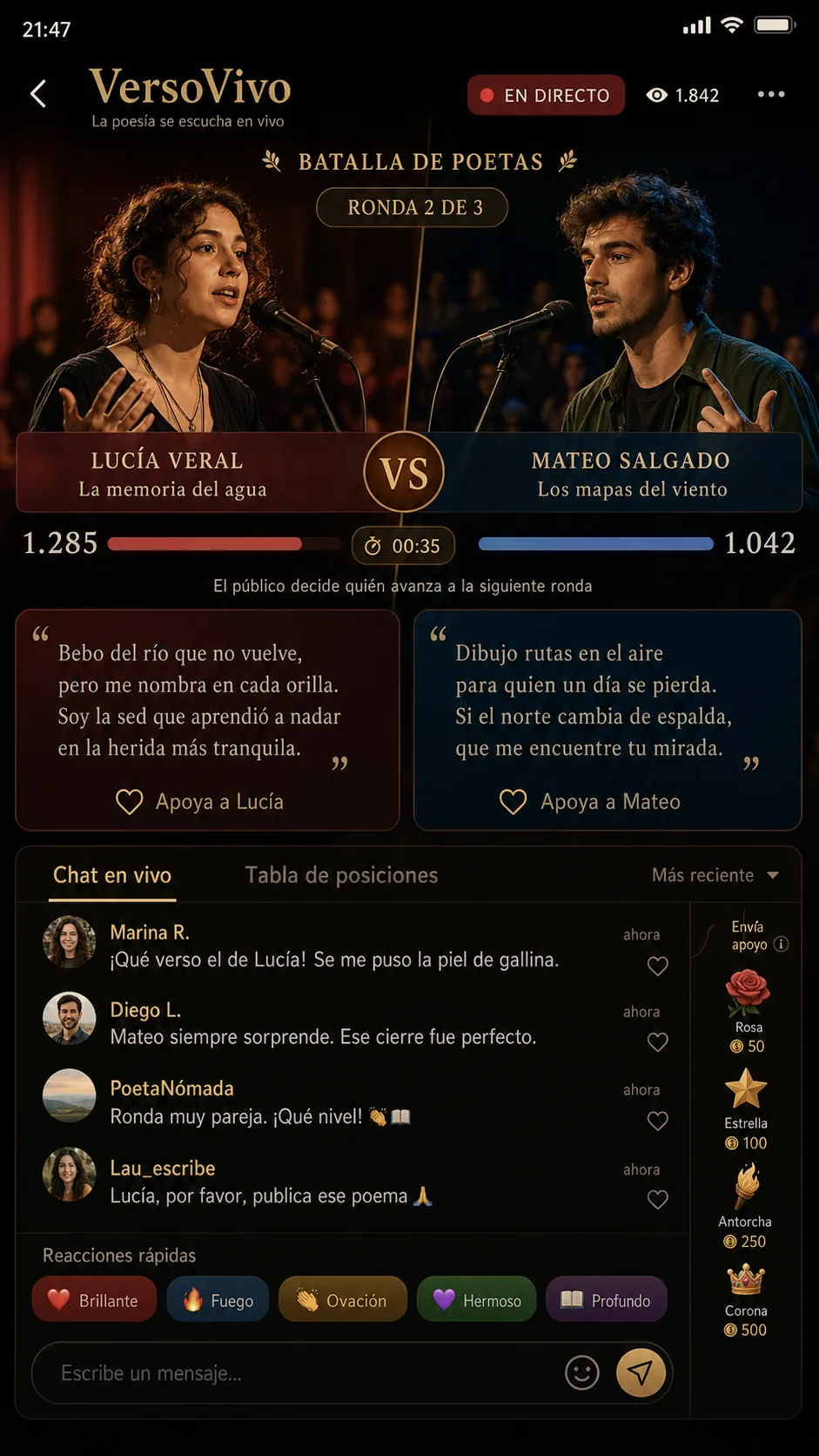 Directo duelo de poesía clásica
