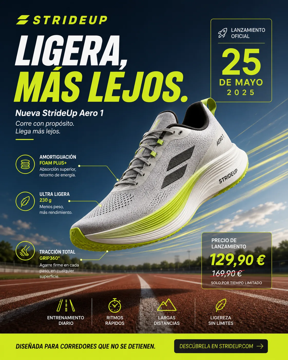 Póster lanzamiento zapatilla running