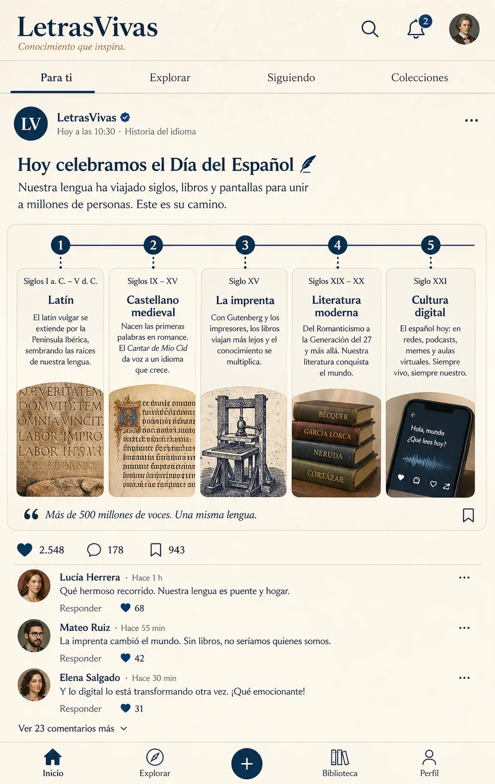 Timeline del Día del Español