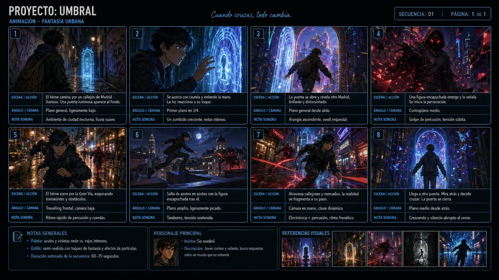Storyboard de héroe urbano fantástico