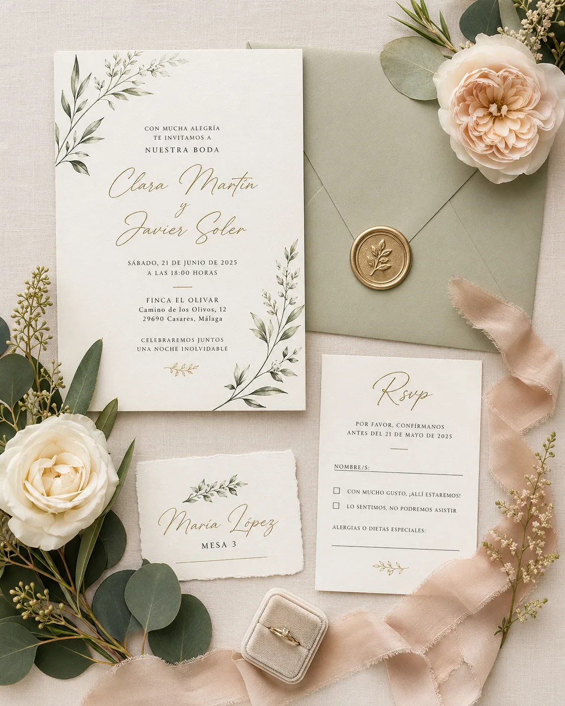 Suite invitación boda moderna