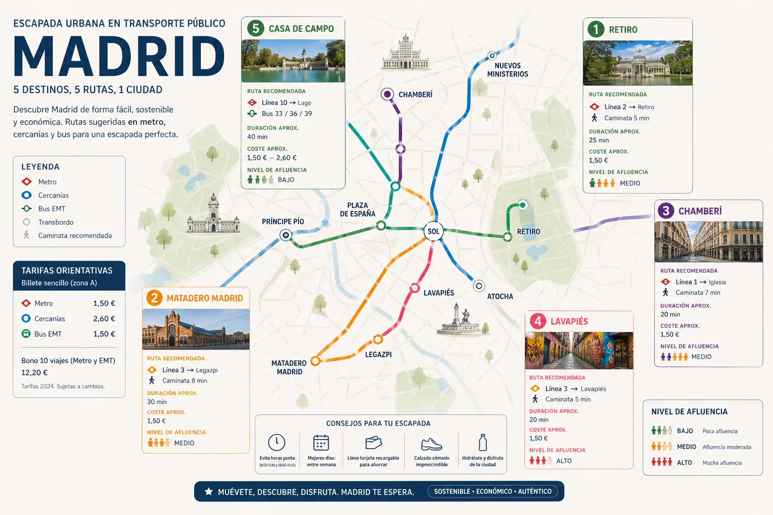 Mapa fin de semana en transporte público
