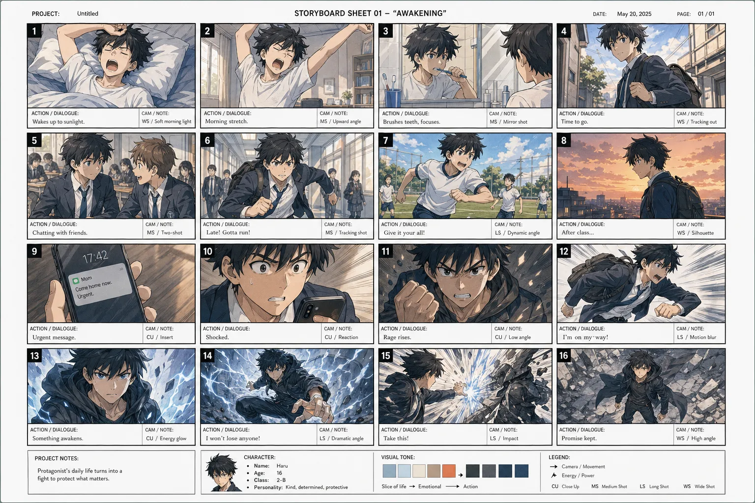 GPT Image 2 anime hero journey storyboard prompt example