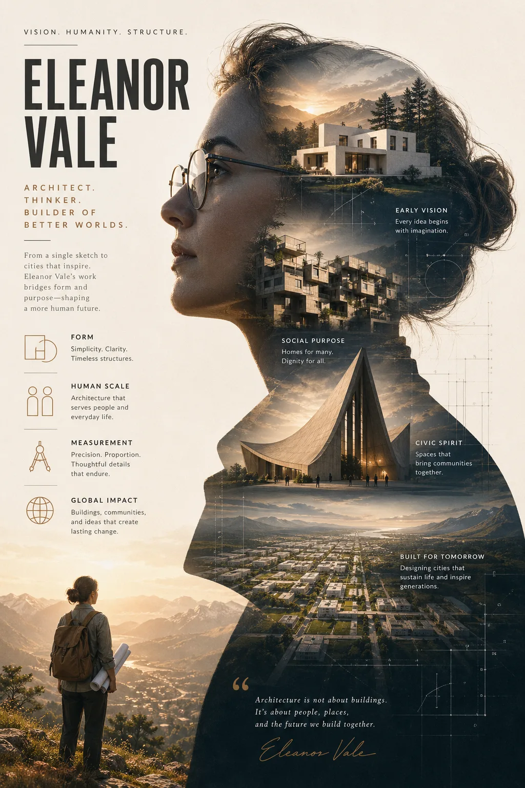 Fictional Modernist Architect Double-exposure Poster