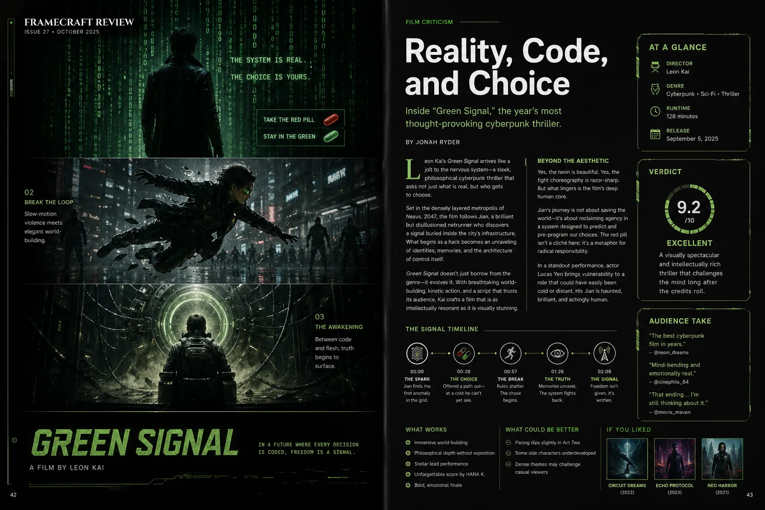 Framecraft Green Signal Film Review Spread