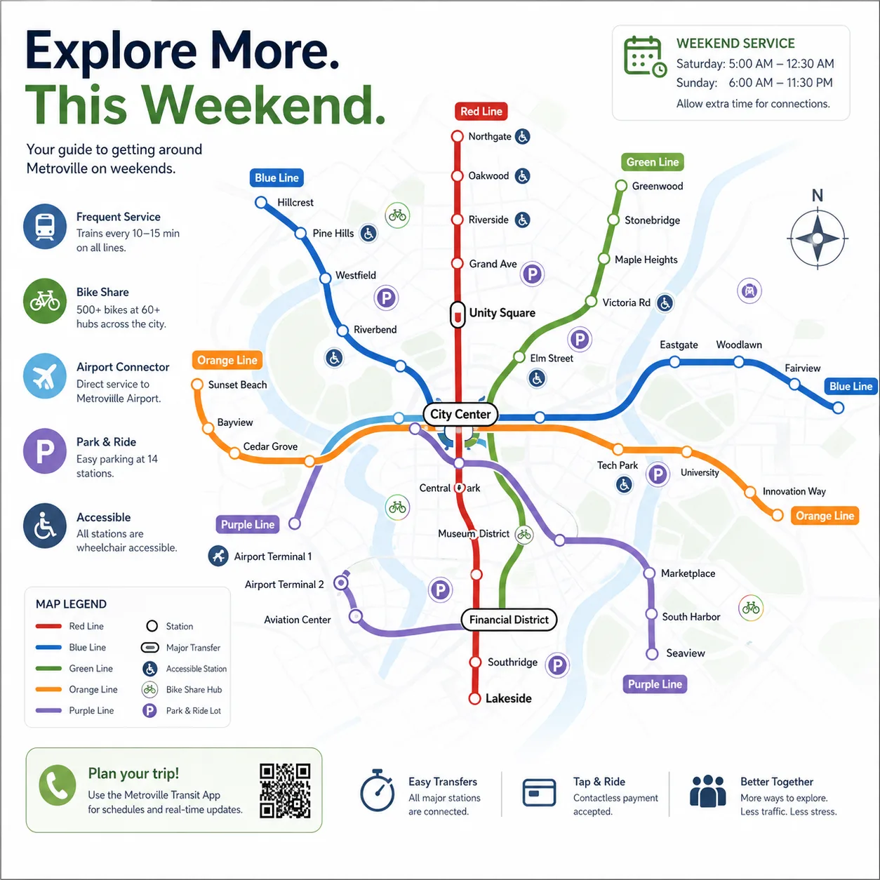 Public Transit Weekend Map